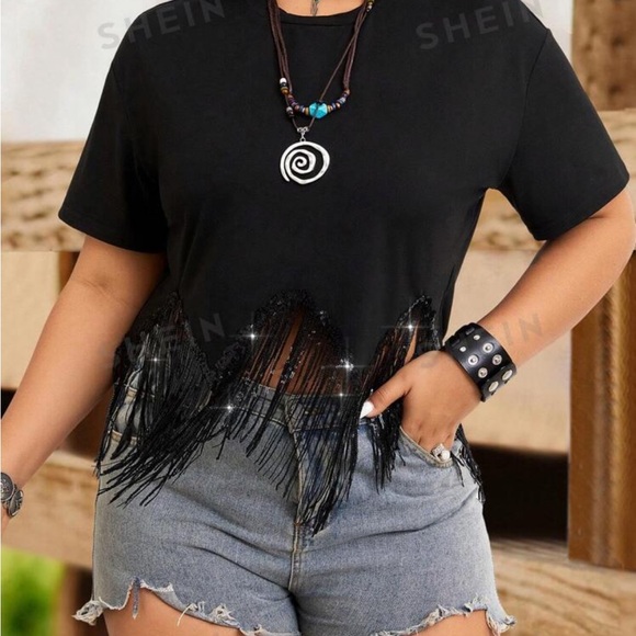 NWOT Shein fringe blouse - Picture 4 of 5